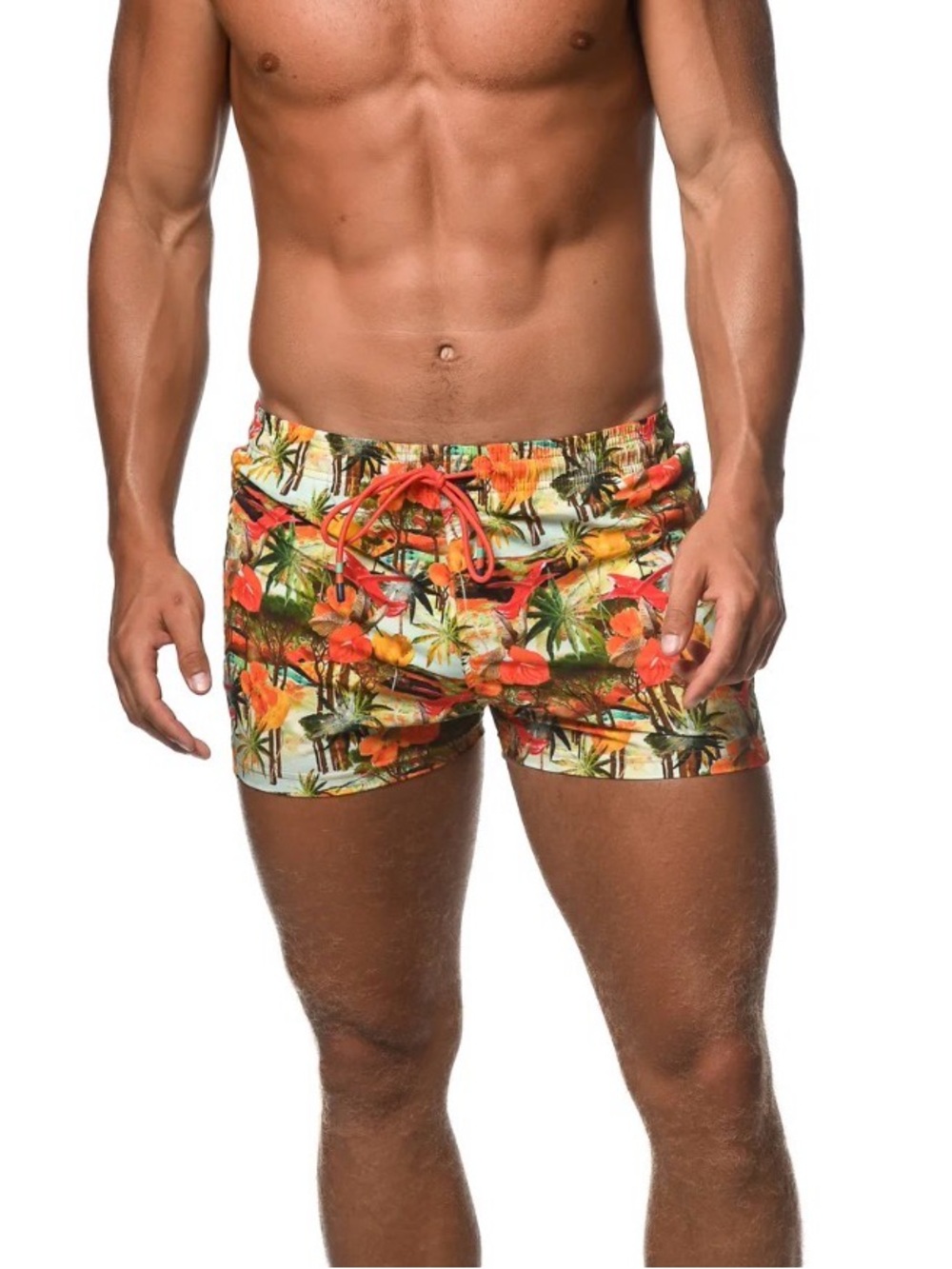 Postmarc Men's Tropical Floral Swim Trunks
